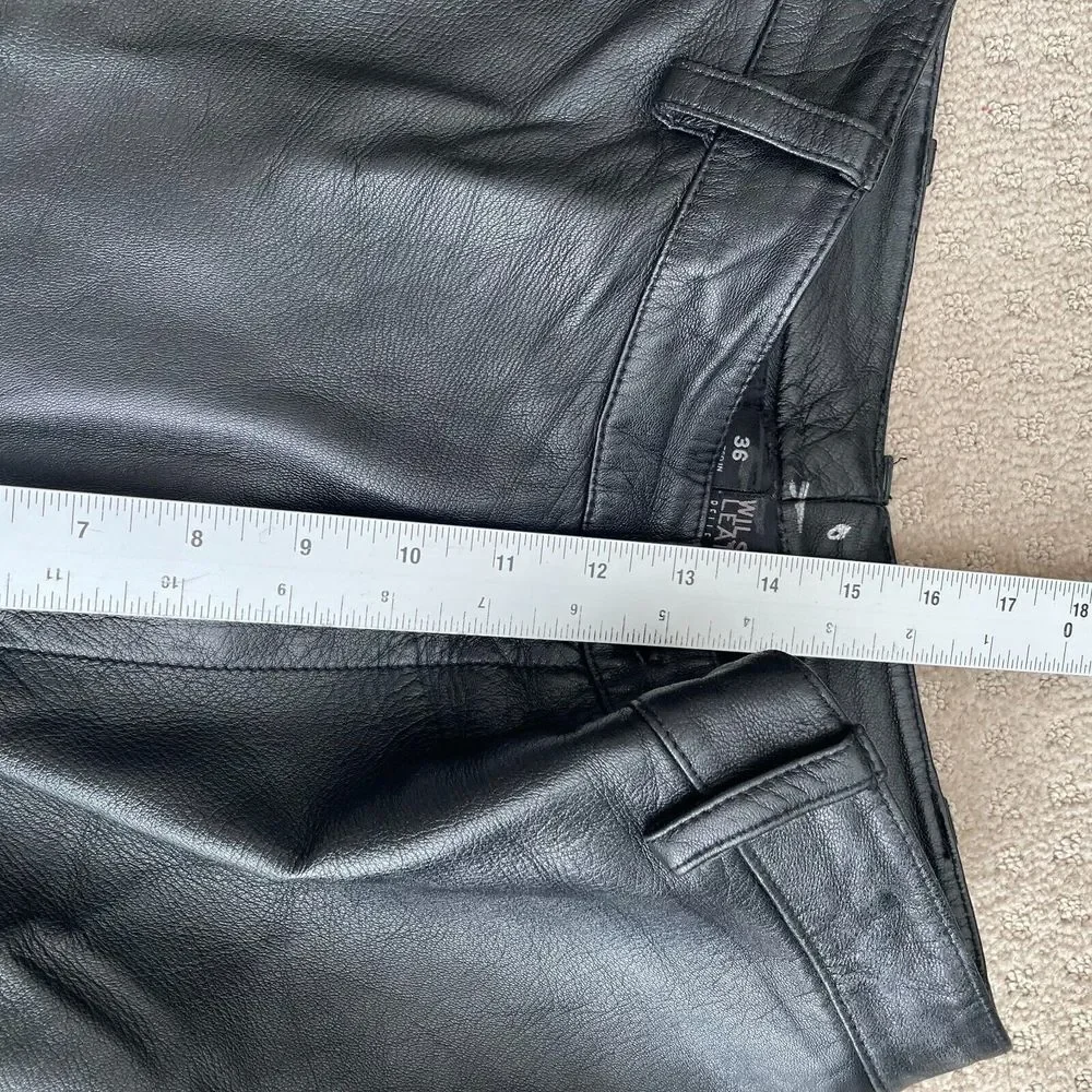 Vintage Wilson Leather Pants 30x31 (Tag 36) Black Motorcycle Biker Retro Y2K 90s